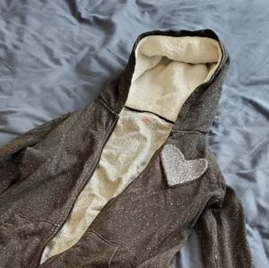 Girls sparkle jacket with fluffy hood